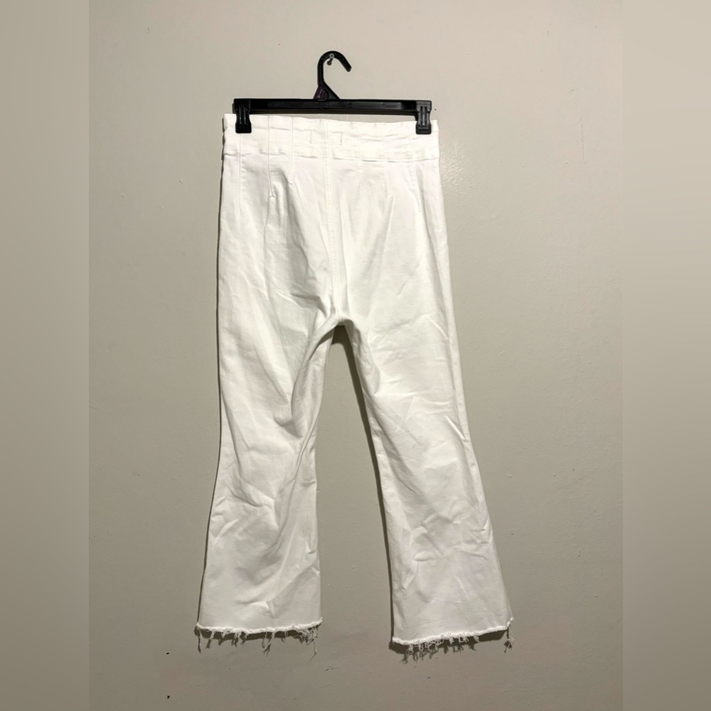 We The Free‎ People Flare Jeans High Rise Stretch White Frayed Hem Size 31 - Picture 4 of 7